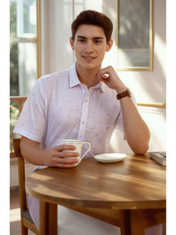 Allen Solly - Men White Slim Fit Print Half Sleeves Formal Shirt