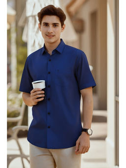 Allen Solly - Men Blue Slim Fit Solid Half Sleeves Formal Shirt