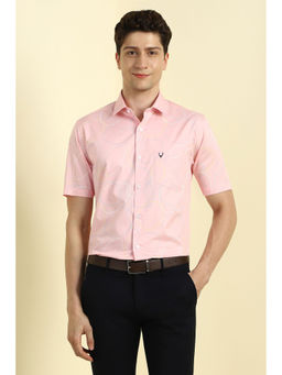 Allen Solly - Men Pink Slim Fit Print Half Sleeves Formal Shirt