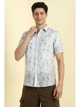 Allen Solly - Men White Slim Fit Print Half Sleeves Casual Shirt