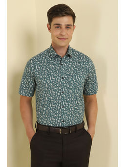 Allen Solly - Men Green Slim Fit Print Half Sleeves Formal Shirt