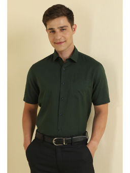 Allen Solly - Men Green Slim Fit Solid Half Sleeves Formal Shirt