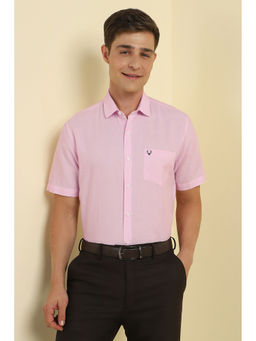 Allen Solly - Men Pink Slim Fit Solid Half Sleeves Formal Shirt
