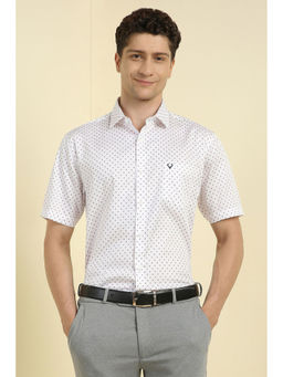 Allen Solly - Men White Slim Fit Print Half Sleeves Formal Shirt