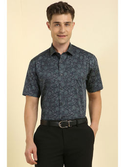 Allen Solly - Men Grey Slim Fit Print Half Sleeves Formal Shirt