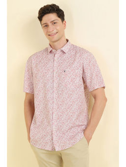 Allen Solly - Men Pink Slim Fit Print Half Sleeves Casual Shirt