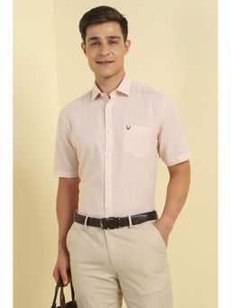 Allen Solly - Men Pink Slim Fit Solid Half Sleeves Formal Shirt