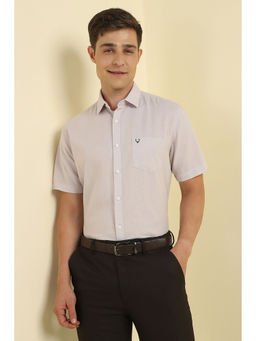 Allen Solly - Men Grey Slim Fit Solid Half Sleeves Formal Shirt