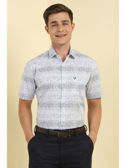 Allen Solly - Men White Slim Fit Print Half Sleeves Formal Shirt