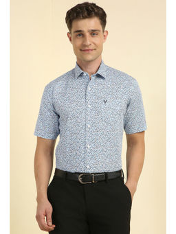 Allen Solly - Men Blue Slim Fit Print Half Sleeves Formal Shirt