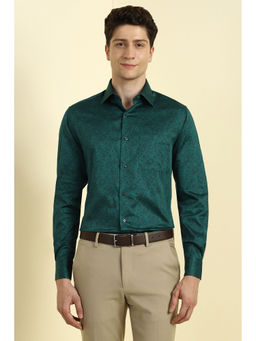 Allen Solly - Men Green Regular Fit Print Full Sleeves Formal Shirt