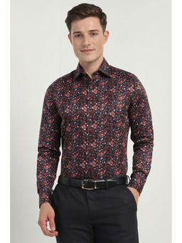 Allen Solly - Men Maroon Slim Fit Print Full Sleeves Formal Shirt