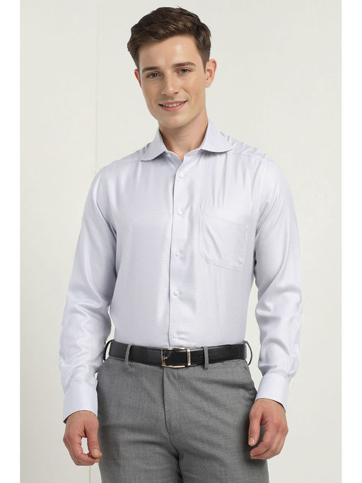 Allen Solly Men Grey Regular Fit Textured Full Sleeves Formal Shirt