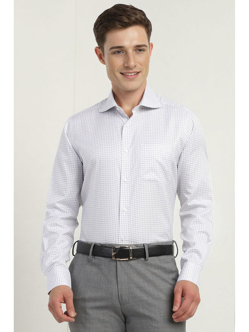 Allen Solly Men White Regular Fit Check Full Sleeves Formal Shirt