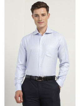 Allen Solly - Men Light Blue Regular Fit Textured Full Sleeves Formal Shirt