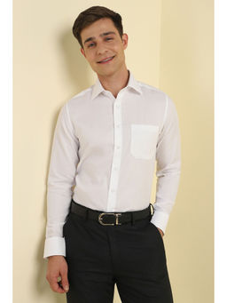 Allen Solly - Men White Slim Fit Textured Full Sleeves Formal Shirt
