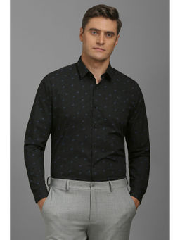 Louis Philippe - Men Black Slim Fit Print Full Sleeves Casual Shirt