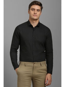 Louis Philippe - Men Black Super Slim Fit Stripes Full Sleeves Casual Shirt