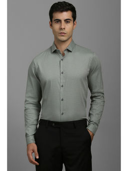 Louis Philippe - Men Grey Super Slim Fit Textured Full Sleeves Casual Shirt