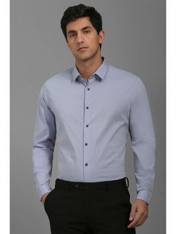 Louis Philippe - Men Grey Super Slim Fit Solid Full Sleeves Casual Shirt