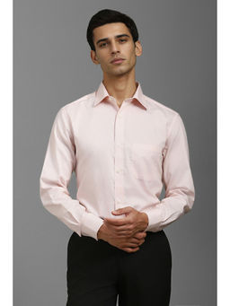 Louis Philippe - Men Pink Regular Fit Textured Full Sleeves Formal Shirt