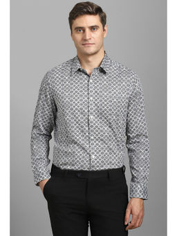 Louis Philippe - Men White Regular Fit Print Full Sleeves Formal Shirt