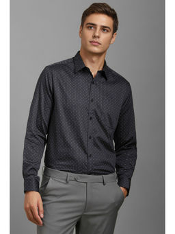 Louis Philippe - Men Grey Regular Fit Print Full Sleeves Formal Shirt