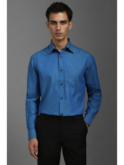 Louis Philippe - Men Blue Regular Fit Print Full Sleeves Formal Shirt