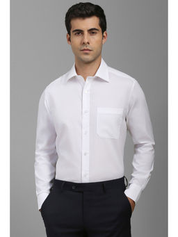 Louis Philippe - Men White Regular Fit Solid Full Sleeves Formal Shirt