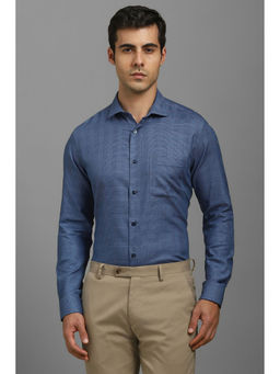 Louis Philippe - Men Blue Regular Fit Check Full Sleeves Formal Shirt