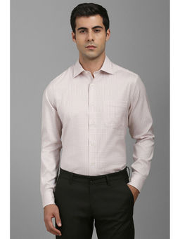 Louis Philippe - Men Beige Regular Fit Print Full Sleeves Formal Shirt