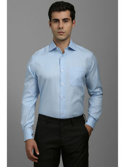 Louis Philippe - Men Light Blue Regular Fit Solid Full Sleeves Formal Shirt