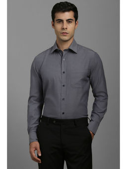 Louis Philippe - Men Grey Regular Fit Solid Full Sleeves Formal Shirt