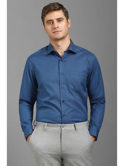Louis Philippe - Men Blue Regular Fit Textured Full Sleeves Formal Shirt