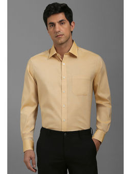 Louis Philippe - Men Beige Regular Fit Solid Full Sleeves Formal Shirt