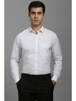 Louis Philippe - Men White Regular Fit Print Full Sleeves Formal Shirt