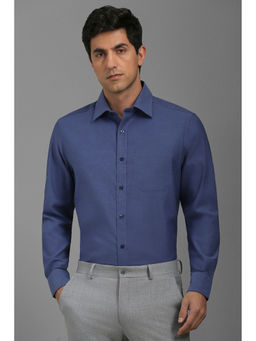 Louis Philippe - Men Blue Regular Fit Solid Full Sleeves Formal Shirt