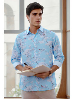 Louis Philippe - Men Blue Relaxed Print Full Sleeves Casual Shirt