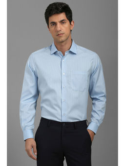 Louis Philippe - Men Light Blue Regular Fit Textured Full Sleeves Formal Shirt