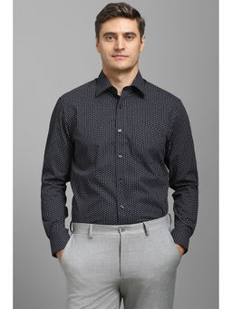 Louis Philippe - Men Black Regular Fit Print Full Sleeves Formal Shirt