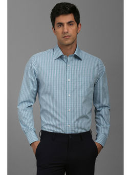 Louis Philippe - Men Blue Regular Fit Check Full Sleeves Formal Shirt