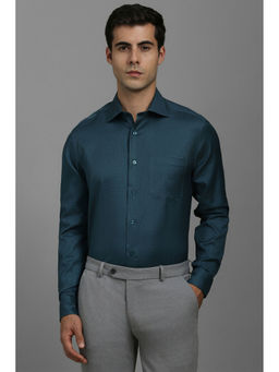 Louis Philippe - Men Green Regular Fit Print Full Sleeves Formal Shirt