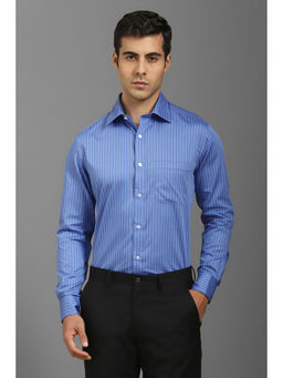 Louis Philippe - Men Blue Regular Fit Stripes Full Sleeves Formal Shirt