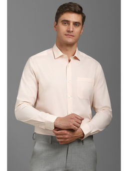 Louis Philippe - Men Beige Regular Fit Solid Full Sleeves Formal Shirt