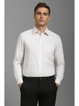 Louis Philippe - Men White Regular Fit Check Full Sleeves Formal Shirt