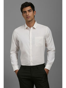 Louis Philippe - Men White Slim Fit Textured Full Sleeves Formal Shirt