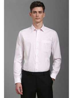 Louis Philippe - Men Pink Slim Fit Print Full Sleeves Formal Shirt