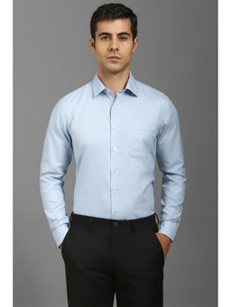 Louis Philippe - Men Light Blue Slim Fit Textured Full Sleeves Formal Shirt