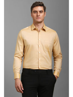 Louis Philippe - Men Beige Slim Fit Solid Full Sleeves Formal Shirt