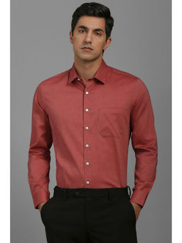 Louis Philippe - Men Maroon Slim Fit Solid Full Sleeves Formal Shirt